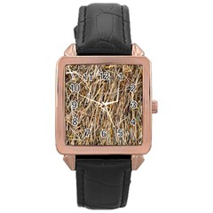 Dry Hay Texture Rose Gold Leather Watch  by FunnyCow