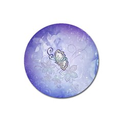 Wonderful Butterlies With Flowers Magnet 3  (round) by FantasyWorld7