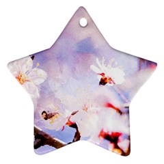 Pink Sakura Purple Background Ornament (star) by FunnyCow