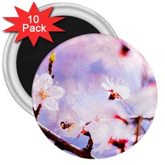 Pink Sakura Purple Background 3  Magnets (10 Pack)  by FunnyCow