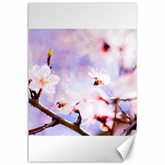 Pink Sakura Purple Background Canvas 12  x 18  