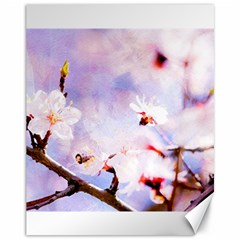 Pink Sakura Purple Background Canvas 11  x 14  