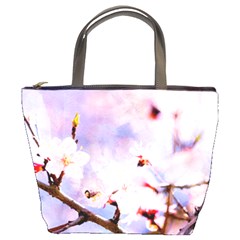 Pink Sakura Purple Background Bucket Bags