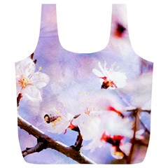 Pink Sakura Purple Background Full Print Recycle Bags (L) 