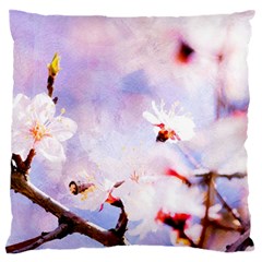 Pink Sakura Purple Background Large Flano Cushion Case (Two Sides)