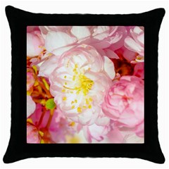 Pink Flowering Almond Flowers Throw Pillow Case (black) by FunnyCow