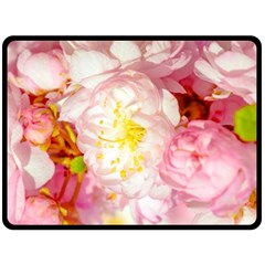 Pink Flowering Almond Flowers Fleece Blanket (large)  by FunnyCow