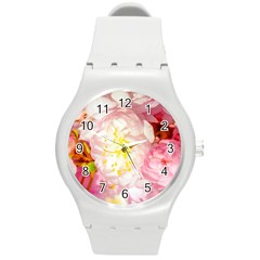 Pink Flowering Almond Flowers Round Plastic Sport Watch (m) by FunnyCow