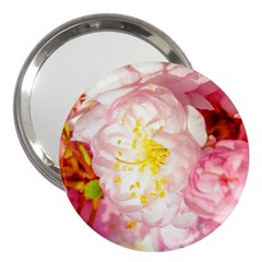 Pink Flowering Almond Flowers 3  Handbag Mirrors by FunnyCow