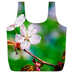 Sakura Flowers On Green Full Print Recycle Bags (l)  by FunnyCow