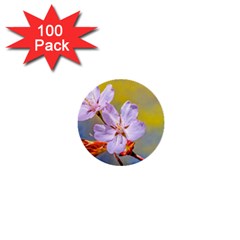 Sakura Flowers On Yellow 1  Mini Buttons (100 Pack)  by FunnyCow