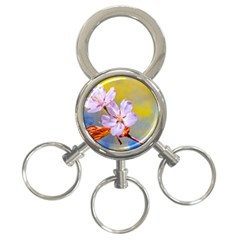 Sakura Flowers On Yellow 3-ring Key Chains by FunnyCow