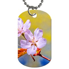 Sakura Flowers On Yellow Dog Tag (two Sides) by FunnyCow