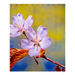 Sakura Flowers On Yellow Shower Curtain 60  X 72  (medium)  by FunnyCow