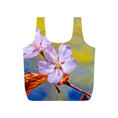 Sakura Flowers On Yellow Full Print Recycle Bags (s)  by FunnyCow