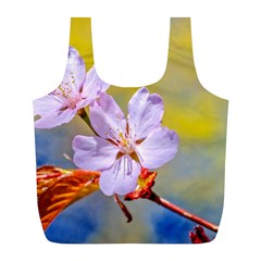 Sakura Flowers On Yellow Full Print Recycle Bags (l)  by FunnyCow