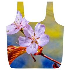Sakura Flowers On Yellow Full Print Recycle Bags (l)  by FunnyCow
