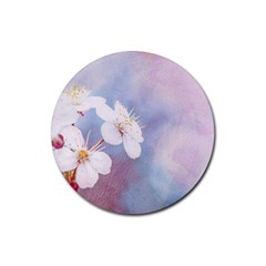 Pink Mist Of Sakura Rubber Round Coaster (4 Pack)  by FunnyCow