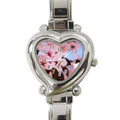 Three Sakura Flowers Heart Italian Charm Watch by FunnyCow