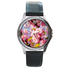 Flowering Almond Flowersg Round Metal Watch by FunnyCow