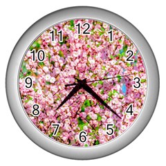 Almond Tree In Bloom Wall Clock (silver) by FunnyCow