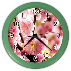 Blooming Almond At Sunset Color Wall Clock by FunnyCow