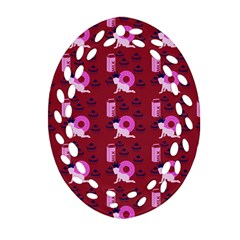 Punk Baby Red Oval Filigree Ornament (two Sides)