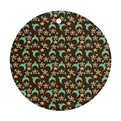 Brown With Blue Hats Round Ornament (two Sides) by snowwhitegirl