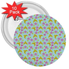 Blue Star Yellow Hats 3  Buttons (10 pack) 