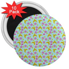 Blue Star Yellow Hats 3  Magnets (10 pack) 