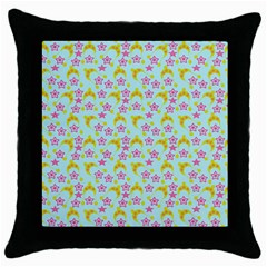 Blue Star Yellow Hats Throw Pillow Case (Black)