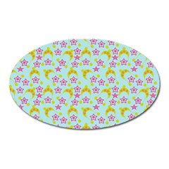 Blue Star Yellow Hats Oval Magnet