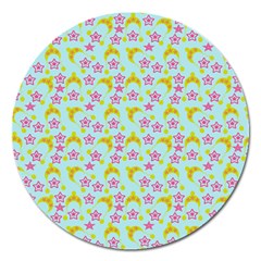 Blue Star Yellow Hats Magnet 5  (Round)