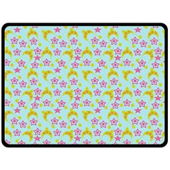 Blue Star Yellow Hats Double Sided Fleece Blanket (Large) 