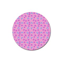 Pink Star Blue Hats Magnet 3  (Round)