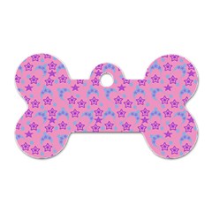 Pink Star Blue Hats Dog Tag Bone (Two Sides)