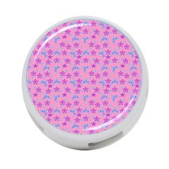 Pink Star Blue Hats 4-Port USB Hub (Two Sides)