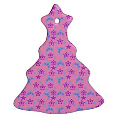 Pink Star Blue Hats Christmas Tree Ornament (Two Sides)