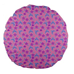 Pink Star Blue Hats Large 18  Premium Flano Round Cushions