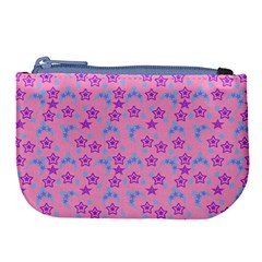 Pink Star Blue Hats Large Coin Purse