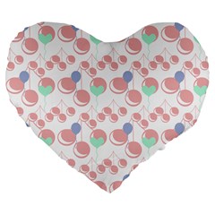 Bubblegum Cherry White Large 19  Premium Flano Heart Shape Cushions