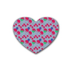 Bubblegum Cherry Blue Heart Coaster (4 Pack)  by snowwhitegirl