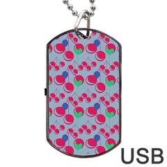 Bubblegum Cherry Blue Dog Tag Usb Flash (two Sides) by snowwhitegirl