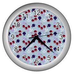 Sky Cherry Wall Clock (silver) by snowwhitegirl