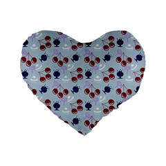 Sky Cherry Standard 16  Premium Flano Heart Shape Cushions