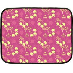 Yellow Pink Cherries Fleece Blanket (mini)