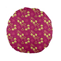 Yellow Pink Cherries Standard 15  Premium Round Cushions by snowwhitegirl