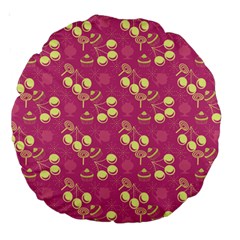 Yellow Pink Cherries Large 18  Premium Round Cushions