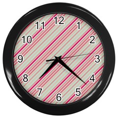 Candy Diagonal Lines Wall Clock (black)