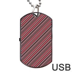 Brownish Diagonal Lines Dog Tag Usb Flash (two Sides)